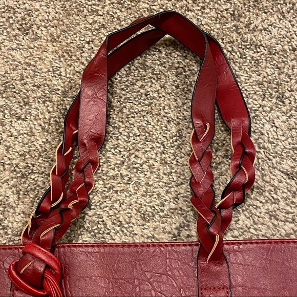 Weimeibaige Bag Large Red Braided Handle NWOT - Picture 3 of 7